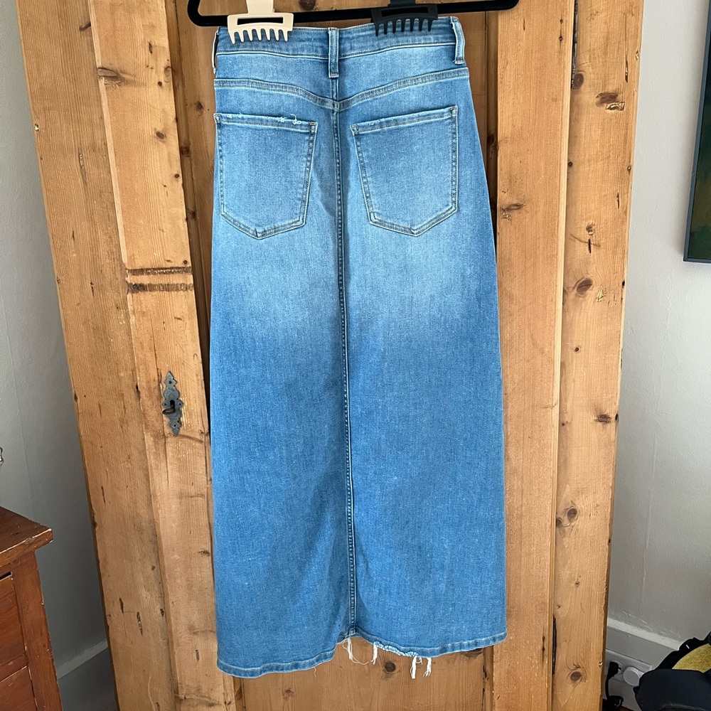 Francesca’s Long Denim Skirt with slit - Picture 2 of 7
